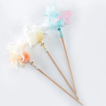 Big Colorful Feather Wood Stick Wands for Cats