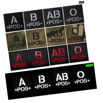 Wholesale Reflective Blood Type Arm Badges with Hook Loop Backing