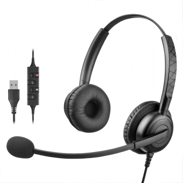 Call Center Wired Headphones Stereo USB Headset