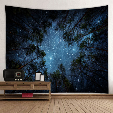 Starry Tapestry Wall Hanging Galaxy Night Sky Wall Tapestry Forest Tapestry Wall Hanging Tree Wall Art for Living Room Bedroom D