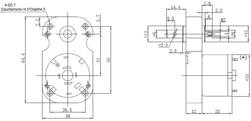 KM-38F520 high torque low speed DC 12v gear reductor motor