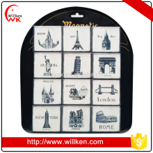 Square custom metal Paris fridge magnet