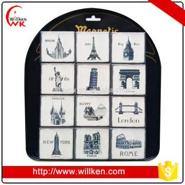 Square custom metal Paris fridge magnet