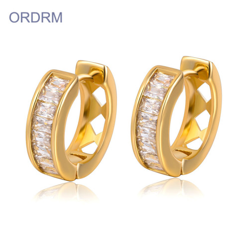 Little 14k Gold Cubic Zirconia Hoop Earrings