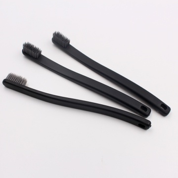 OEM Black Charcoal Bristles Flat Handle Toothbrush