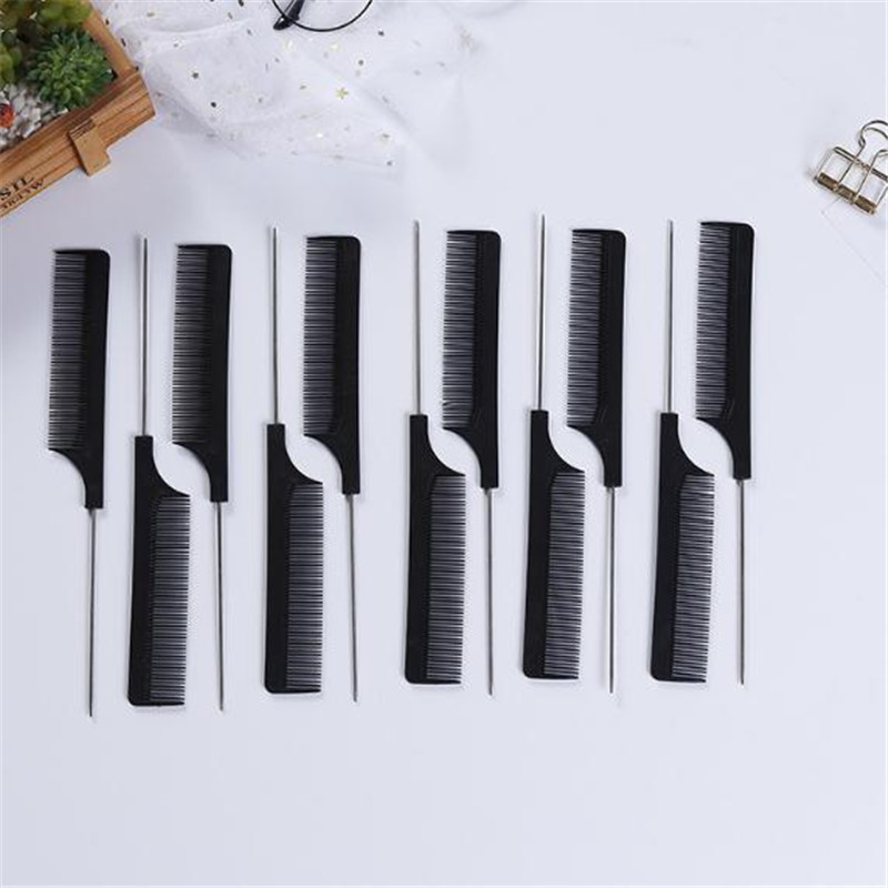 Hairdresser's static-resistant carbon-fiber Tony's steel-pin pick comb