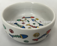 Fish print cat ceramic bowl