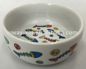Fish print cat ceramic bowl