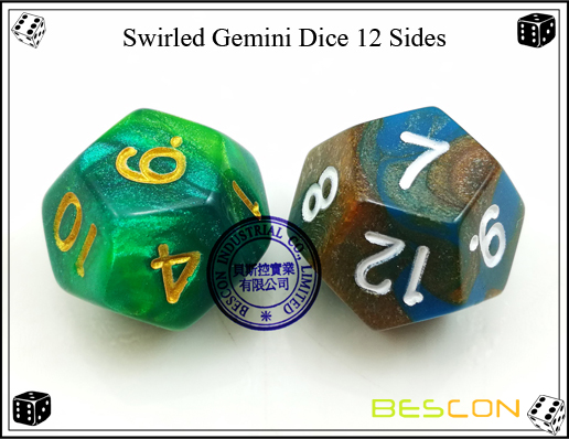 Swirled Gemini Dice 12 Sides