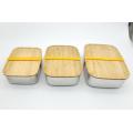 BAMBOO LID STAINLESS STEEL FOOD CONTAINER LUNCH BOX
