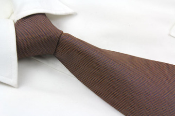 Coffee Woven Polyester Square Design Necktie