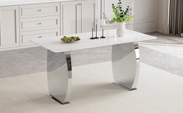 Modern Stainless Steel Pedestal Dining Table