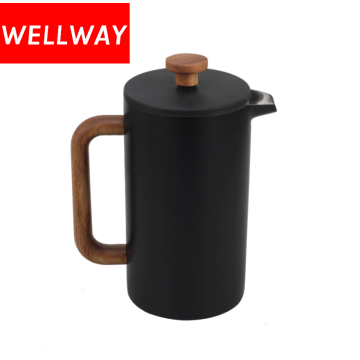 Double Wall French Press Pot with Wooden Handle