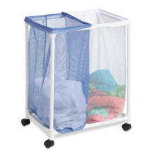 Double bags folding mesh laundry basket