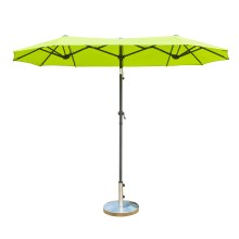 Outdoor Twin Patio Umbrella: Garden Double-sided Market Parasol with Crank and Three Triple Heads