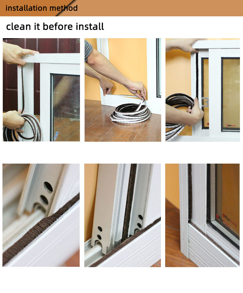 Door and window backing type and installation type wool strip sealing strip
