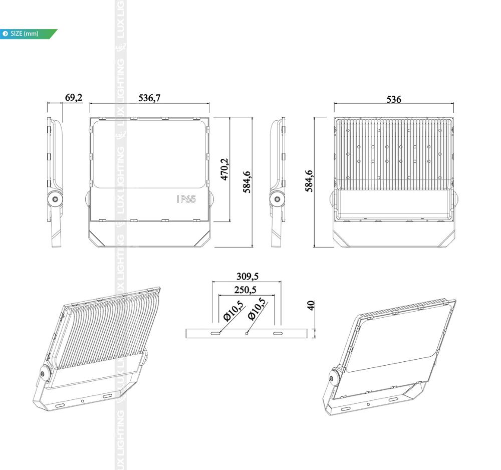 400W Ultra Slim Led Floodlight with CE RoHS High Lumen of 170lm/w