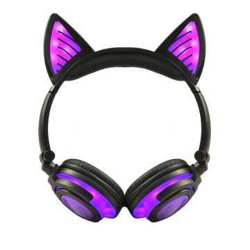 Wireless Stereo Colorful Cat Ear LED Light Headphones