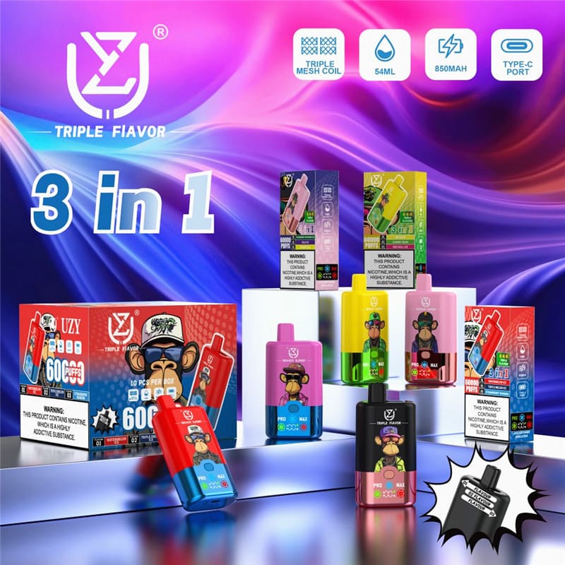 UZY Triple Flavor 60000 Puffs Vape 3 in 1 Disposable E Cig UZY Triple Flavor 60000 Puffs Vape 3 in 1 Disposable E Cig