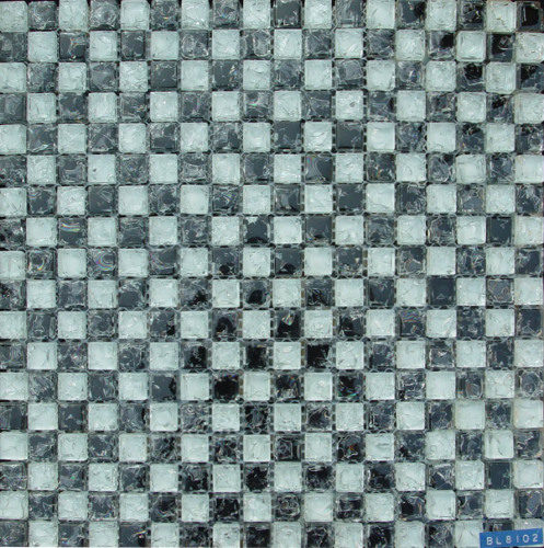 Kaca Kaca Putih &amp; Hitam Cracked Mosaic Tile