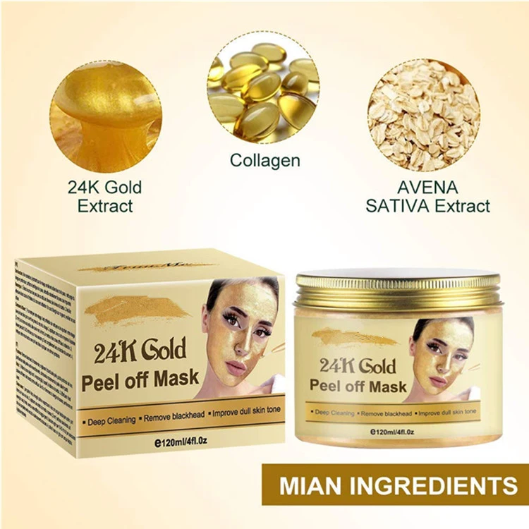 High Quality 24K Gold Face Blackhead Remover Anti Acne Peel off Mask