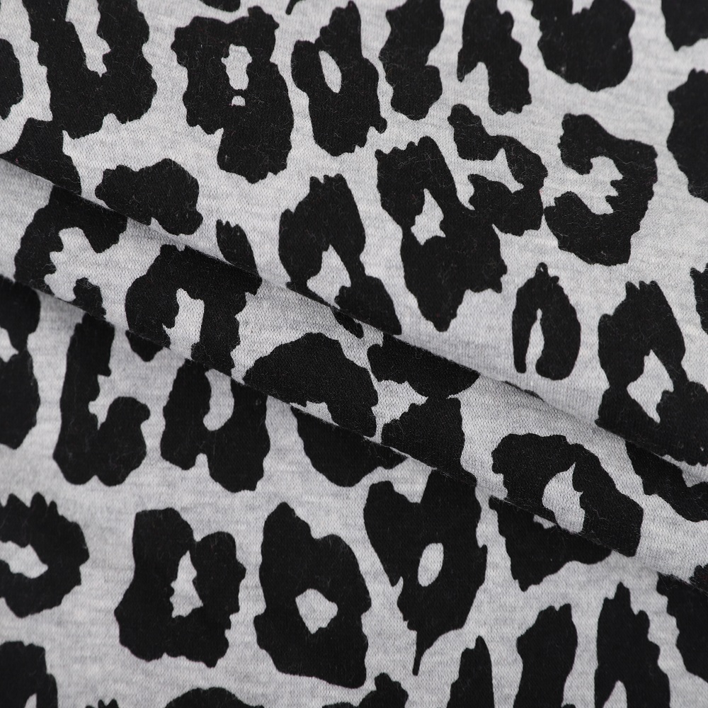 Hot sale 60% cotton 40% polyester knitted cvc one side brushed custom animal print fleece fabric