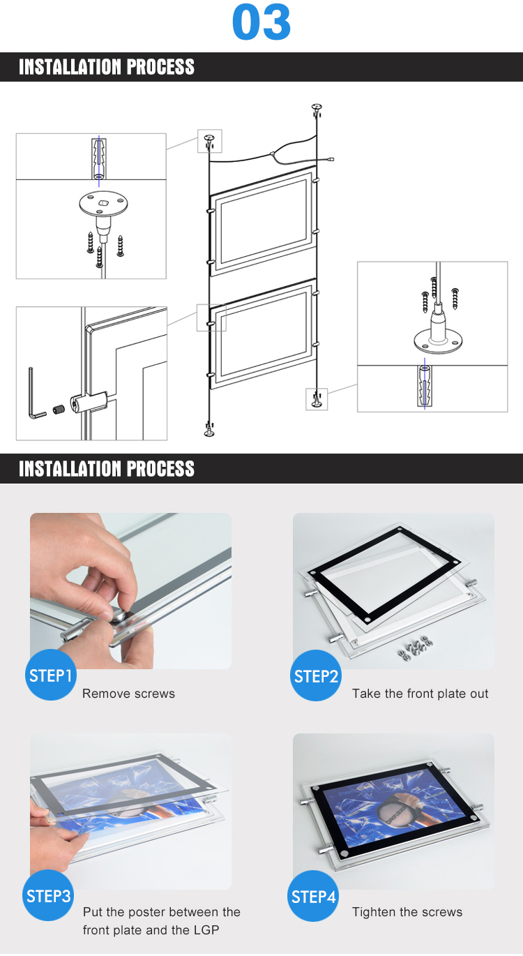 Indoor LED backlit lighting panel poster printing wall mounted super thinnest picture frame transparent Acrylic light box