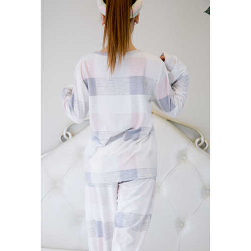 Pyjamaset van polarfleece met vierkant wafelpatroon