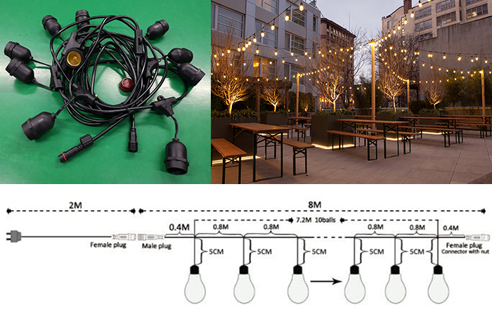 IP65 waterproof garden tree edison S14 filament bulb connectable decorative covers outfit LED string light
