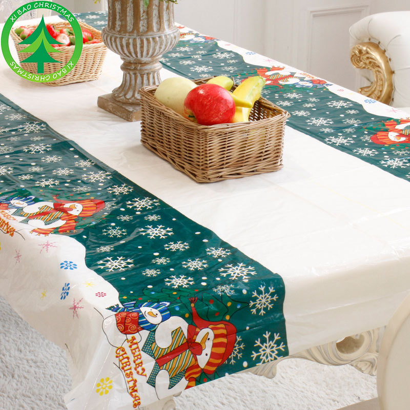 2021 New Christmas decorations cartoon PVC Christmas tablecloth Christmas decoration tablecloth wholesale