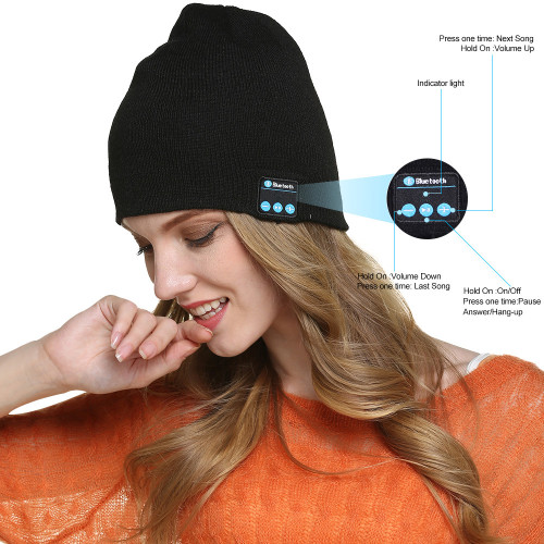 Fone de ouvido de malha gorro sem fio com microfone