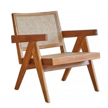 Solid Wood Frame Rattan Leisure Chair for Balcony Gardens