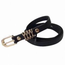 1.2cm Wide Ladies' Belt with Fashionable Gold Metal Keepers