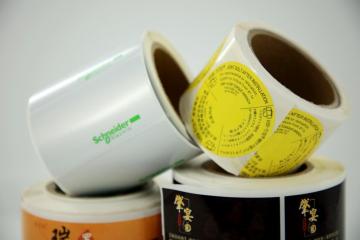 Adhesive label stickers with transparent stickers in rolls