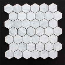 Carrera White Marble Hexagon Mosaic Tile for Bathroom and Kitchen Backsplashes Floors