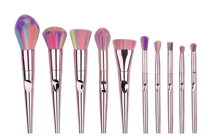 10pcs Cosmetic Brush Pink Cosmetic Makeup Brush Set with Bag