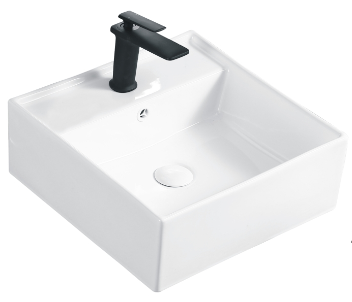 Square Ceramic Basin With Hole For Faucet