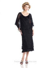 formal long sleeve crepe knee length mother black dresses