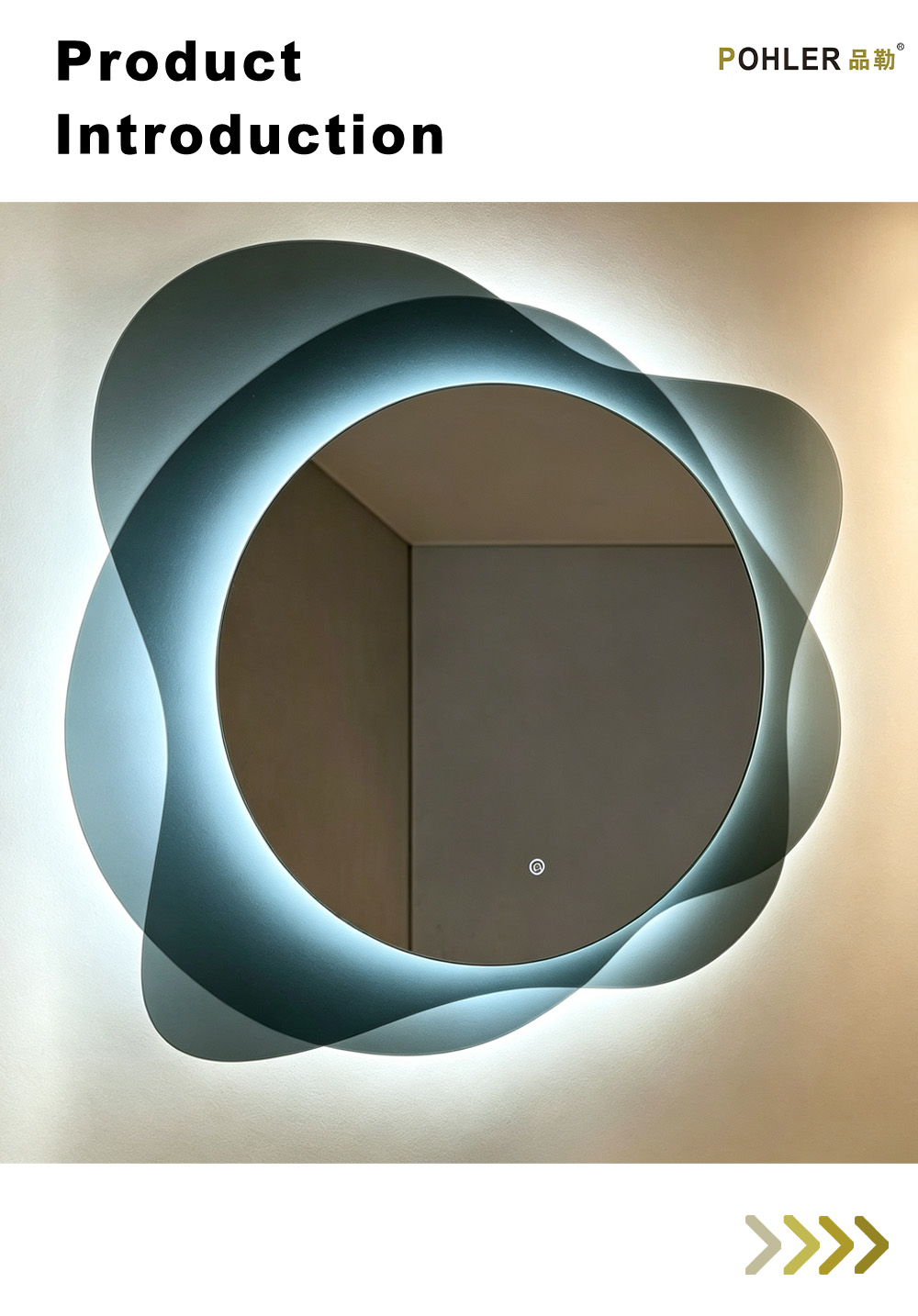 D038 Лепестковое волнистое круглое светодиодное зеркало X D038 Petal Wavy Round LED Mirror X