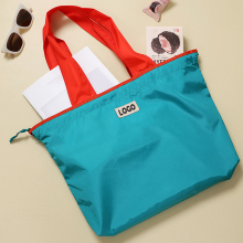 Oversize Waterproof Custom Logo Polyester Drawstring Tote Bag