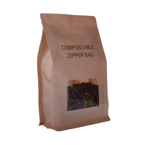 Płaska, biodegradowalna torba na kawę z zaworem do kompostowania