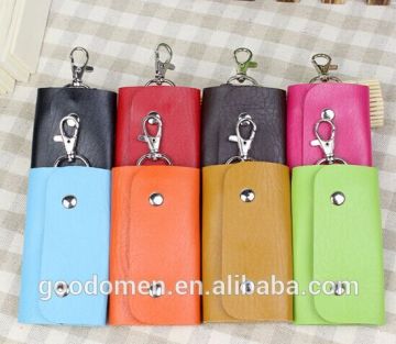 Promotional genuine leather key chain wallet leather wallet keychain