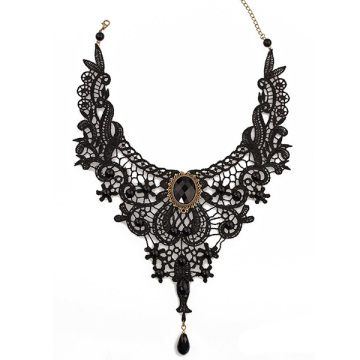 Pearl Black Lace Necklace Gothic Bridal Necklace