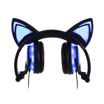 Auriculares Auriculares con oreja de gato Auriculares LED recargables y plegables