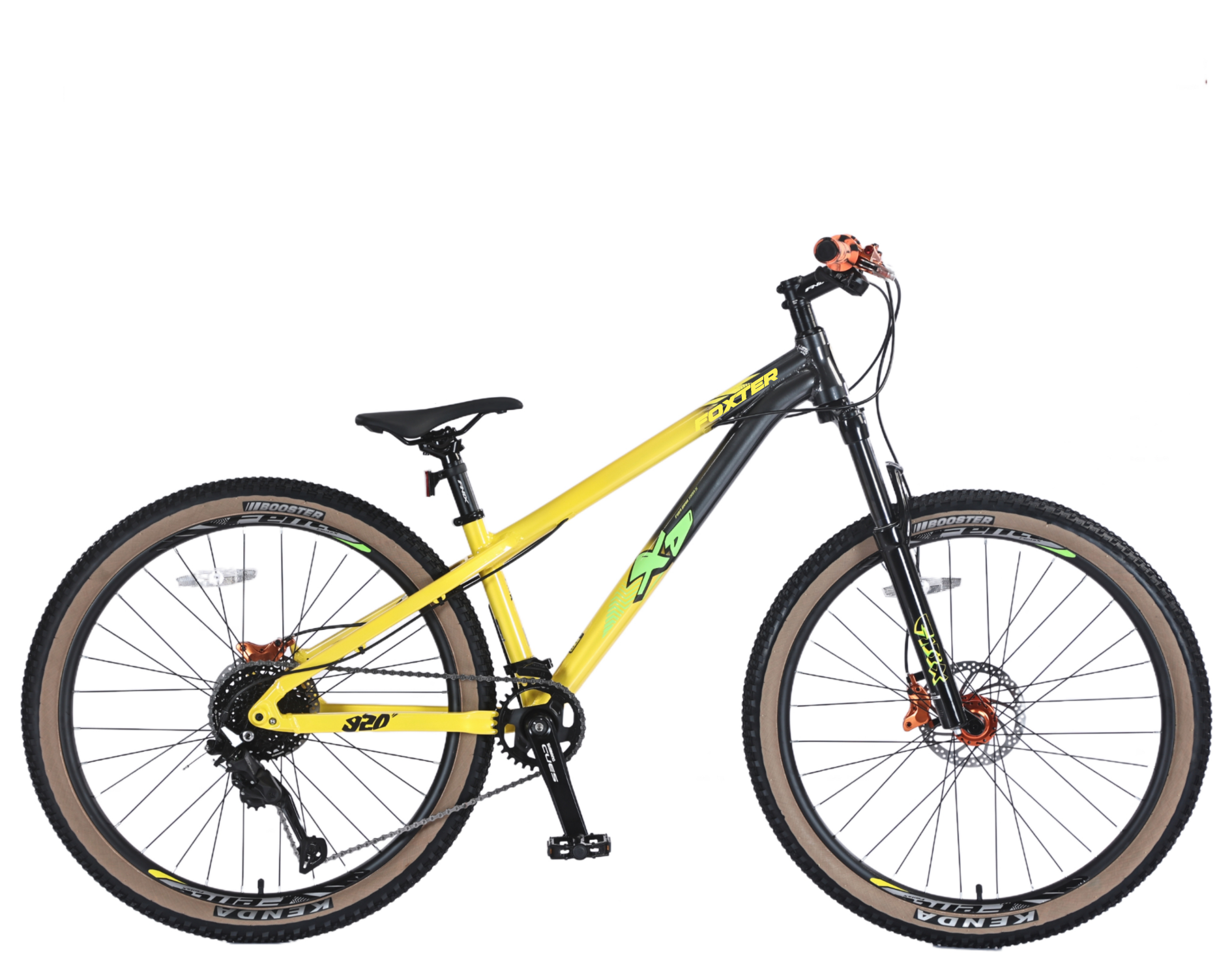 foxter 26 FT920 freestyle dağ bisikleti ön süspansiyon 9 vitesli shimano ipuçları sarı siyah foxter 26 FT920 freestyle mountain bike front suspension 9speed shimano cues yellow black