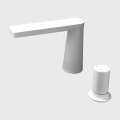 Brushed Double Hole Faucet Deck Mounted White Paint Basin Faucet Manufactory