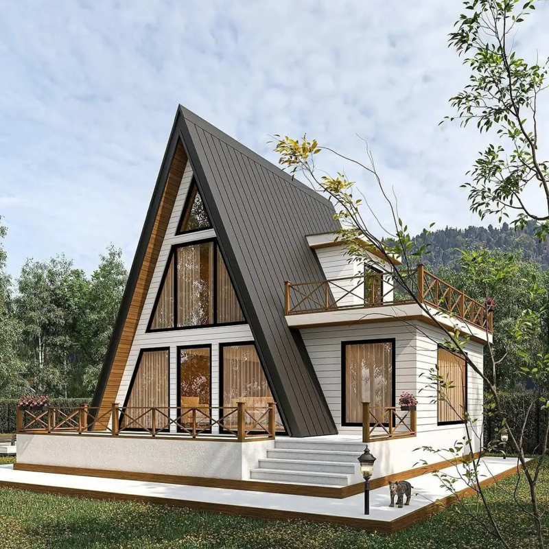Portable Wooden Pavilion with Simulated Straw Roof Design