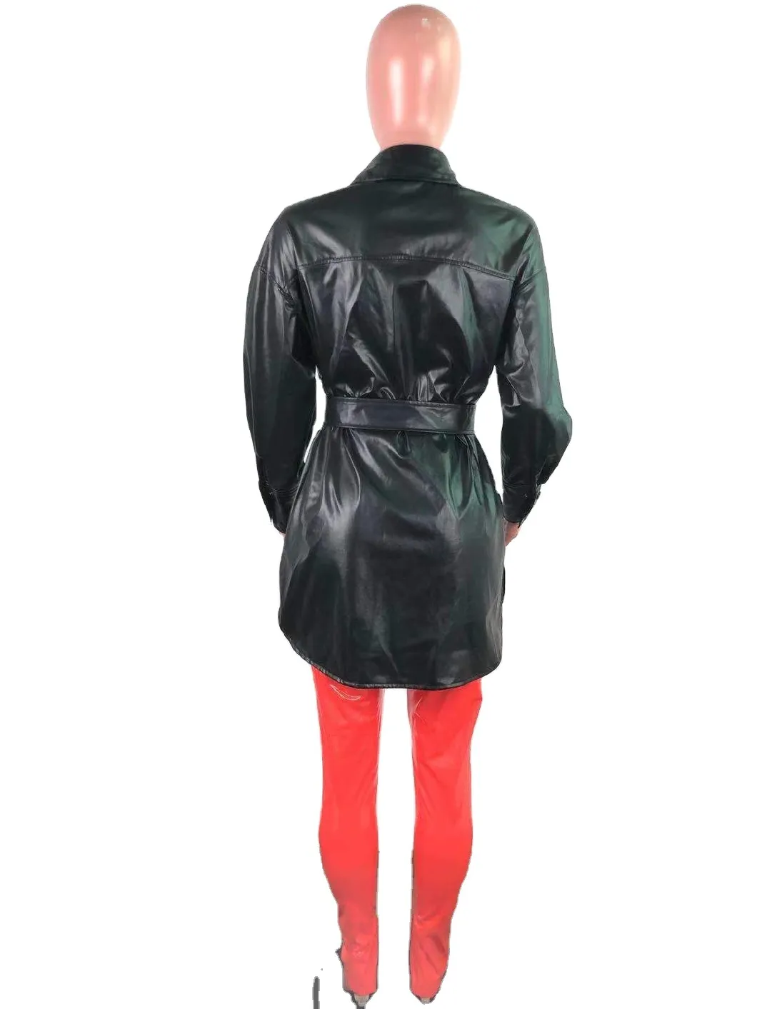 L99495 Good Quality European Lady Stitching Soft PU Leather Jacket