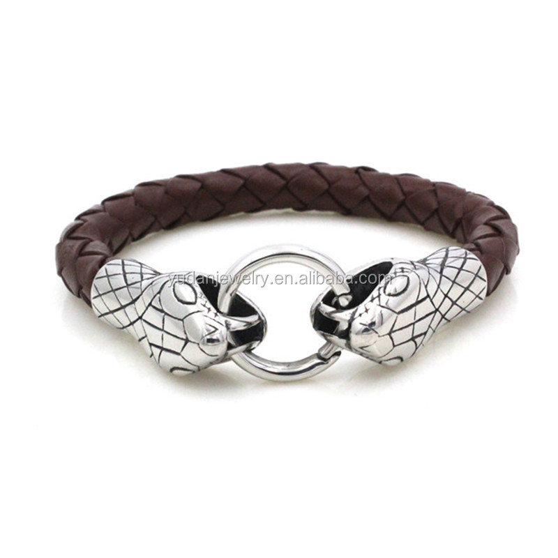 Yudan Custom Stainless Steel Snake Head Bracelet Men