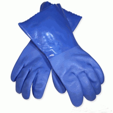 Guantes recubiertos de PVC resistente de PVC azul